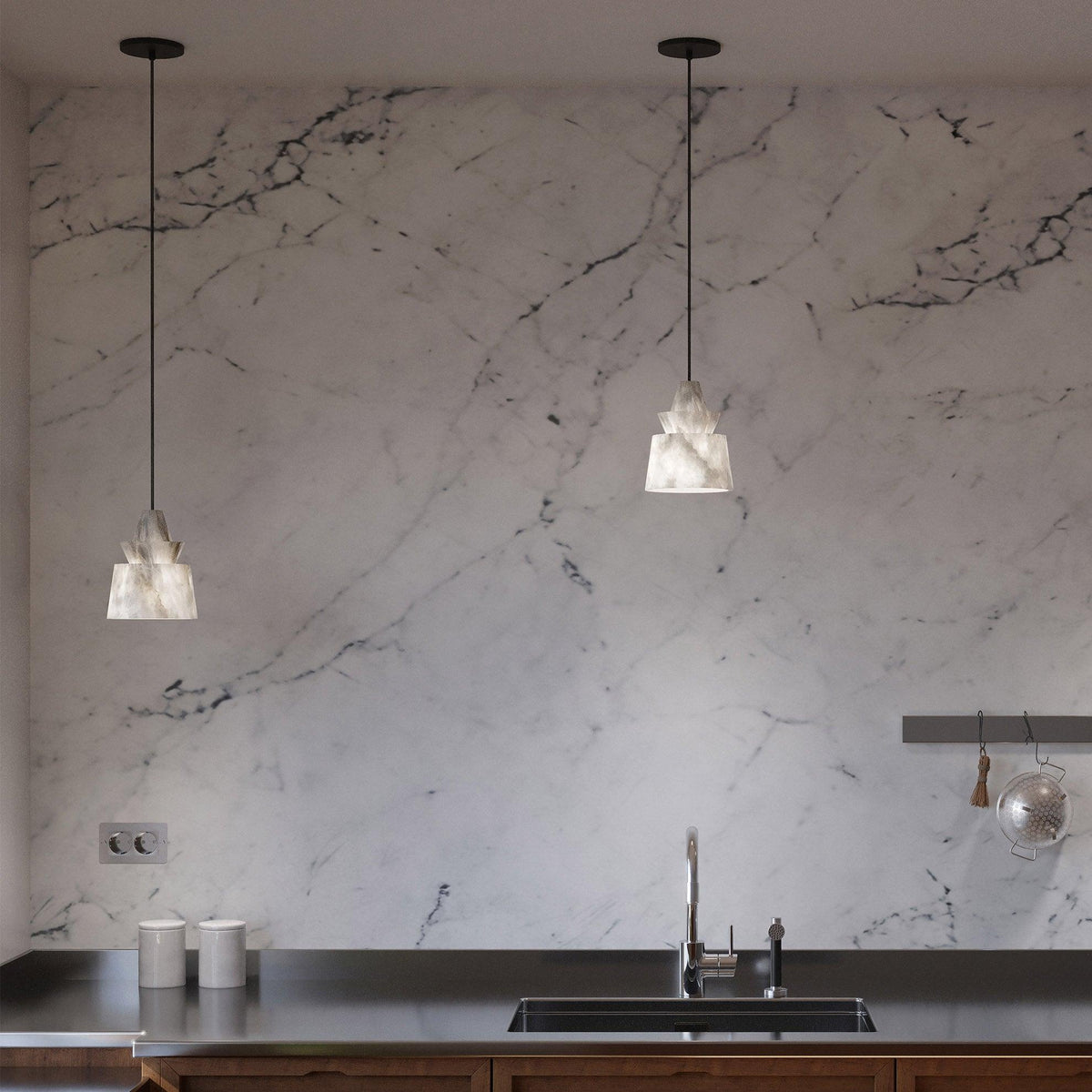 Curineth lampada a sospensione minimalista in alabastro