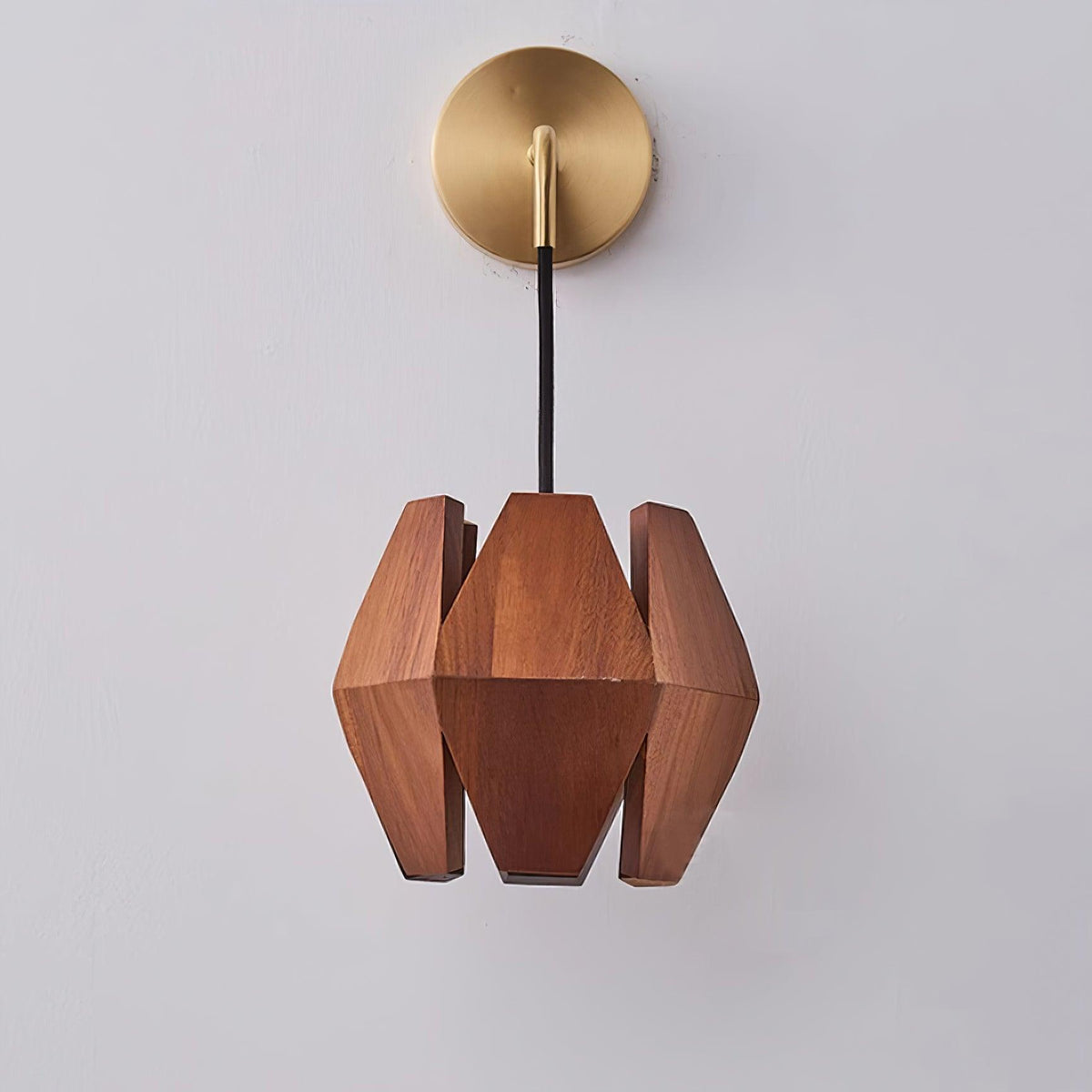 Lampada da parete Geometrica in legno con Paralume, luce Calda, Design minimalista Nordico