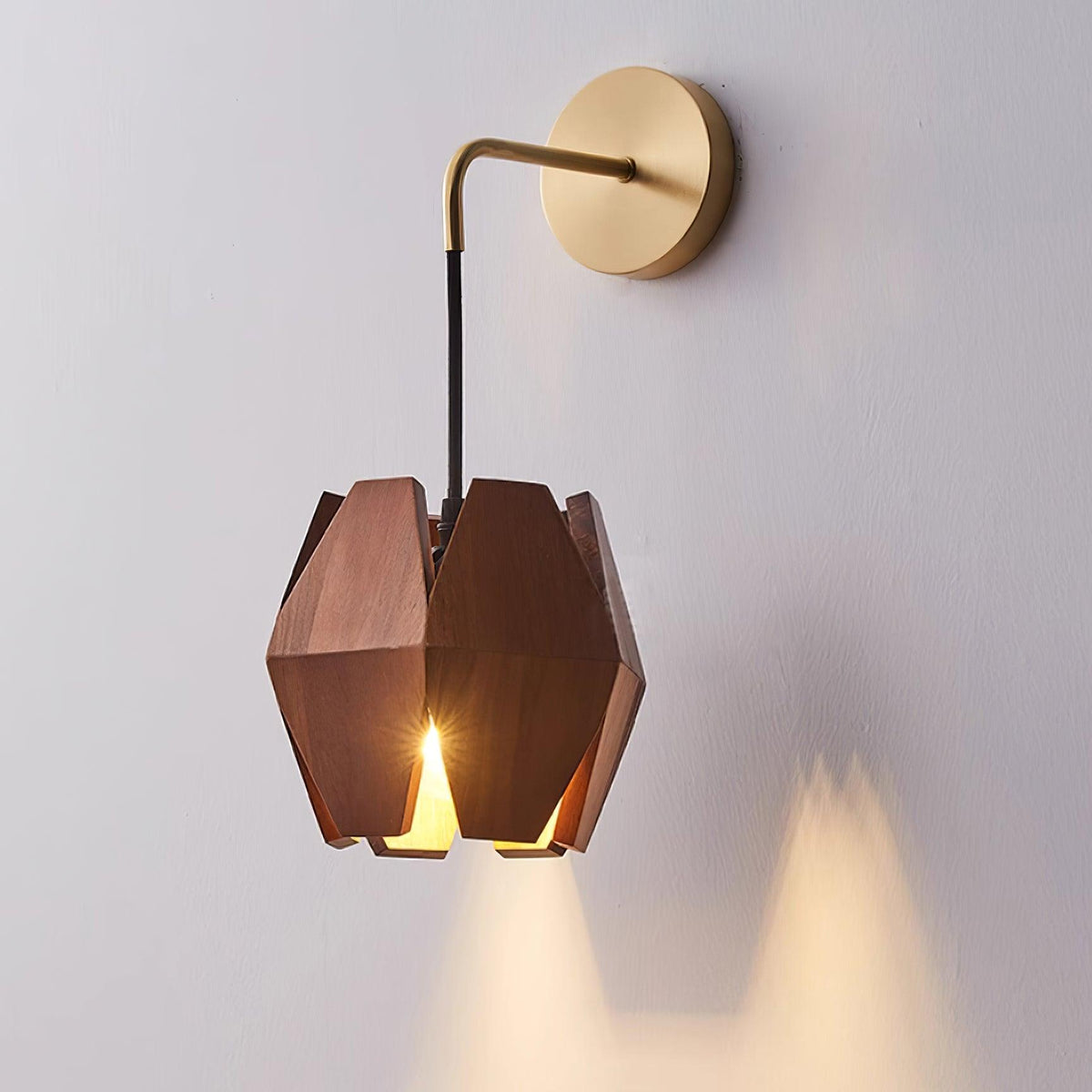 Lampada da parete Geometrica in legno con Paralume, luce Calda, Design minimalista Nordico