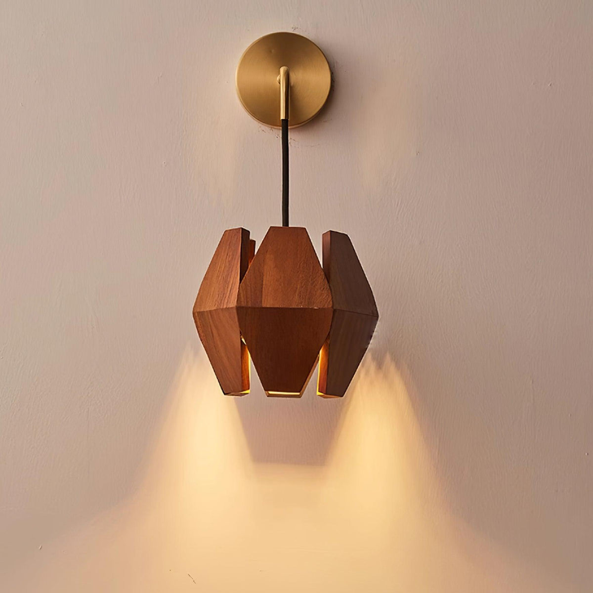 Lampada da parete Geometrica in legno con Paralume, luce Calda, Design minimalista Nordico