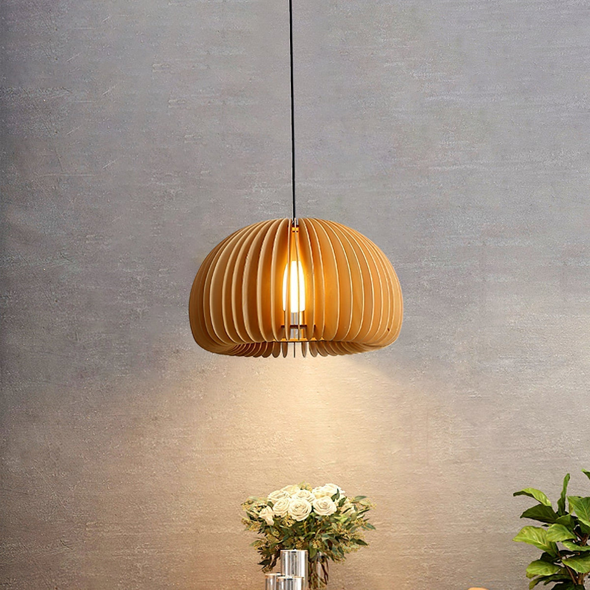 Doren lampada a sospensione legno Cupola a Forma di Zucca Nordica