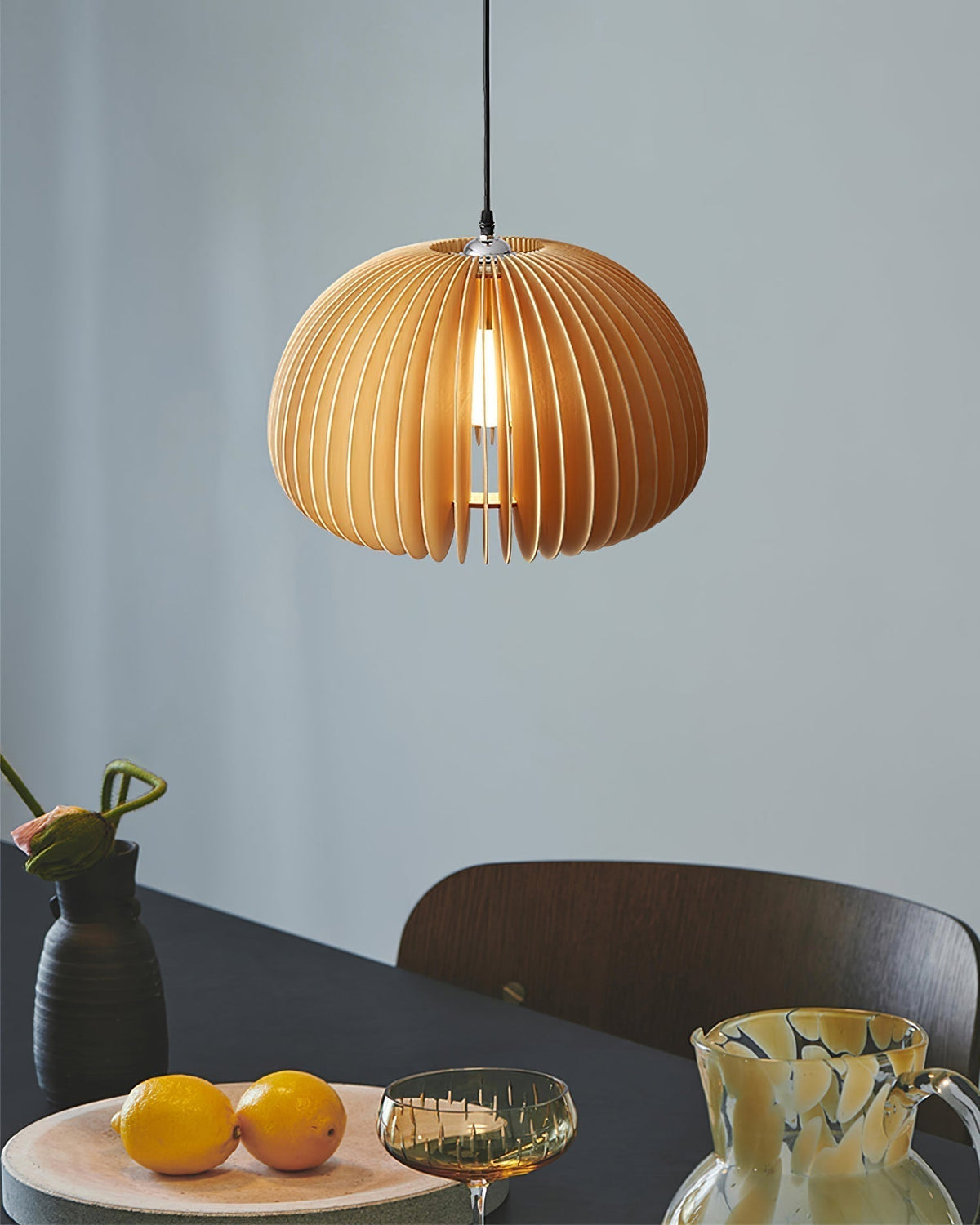 Doren lampada a sospensione legno Cupola a Forma di Zucca Nordica