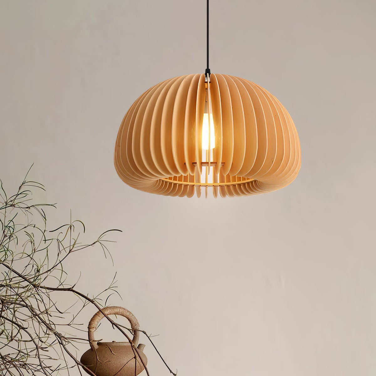 Doren lampada a sospensione legno Cupola a Forma di Zucca Nordica