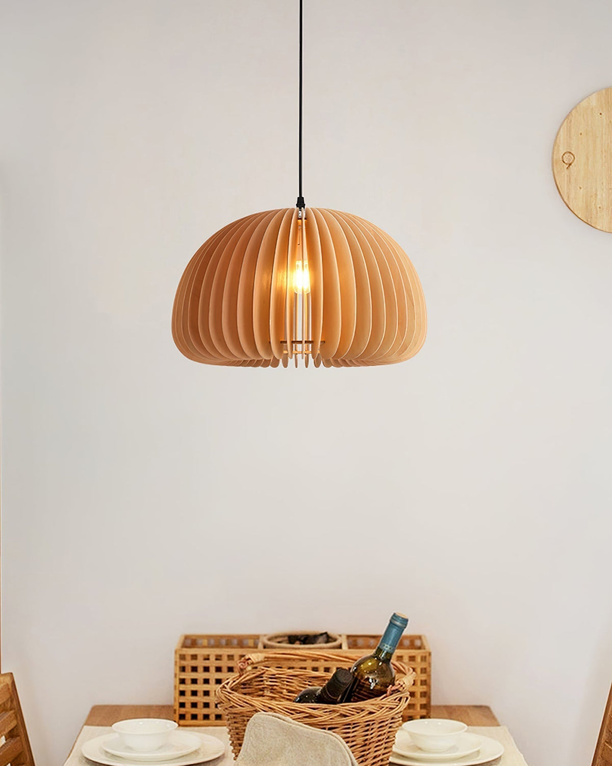 Doren lampada a sospensione legno Cupola a Forma di Zucca Nordica