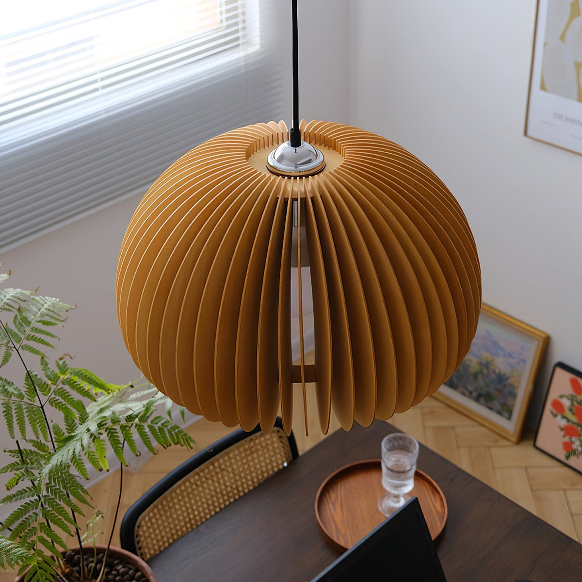 Doren lampada a sospensione legno Cupola a Forma di Zucca Nordica