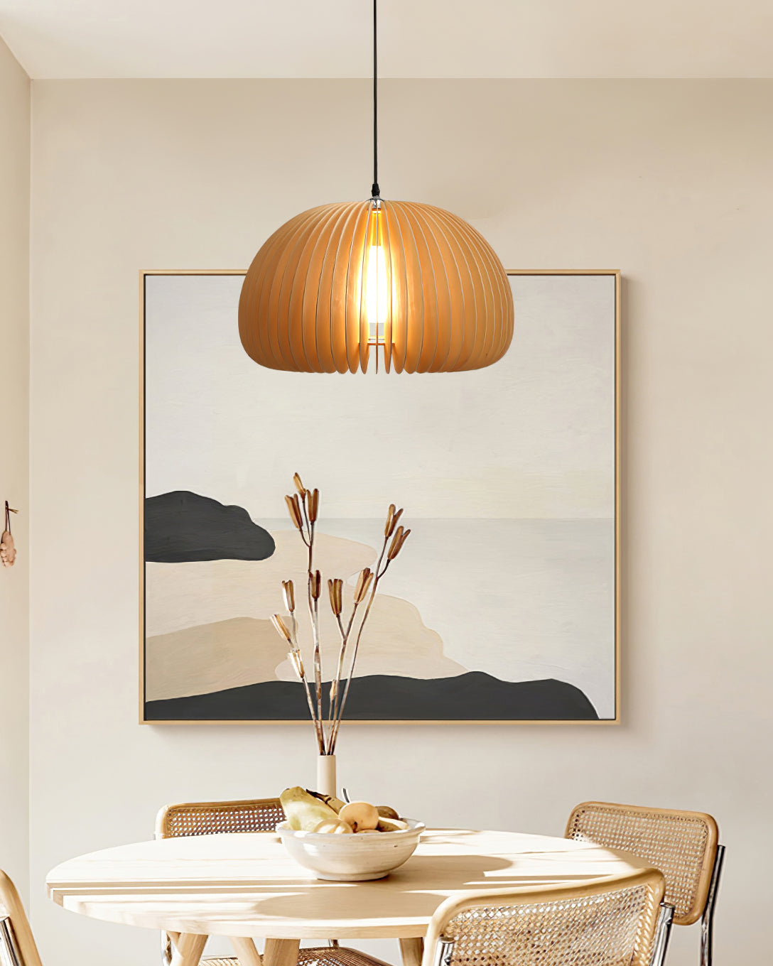 Doren lampada a sospensione legno Cupola a Forma di Zucca Nordica