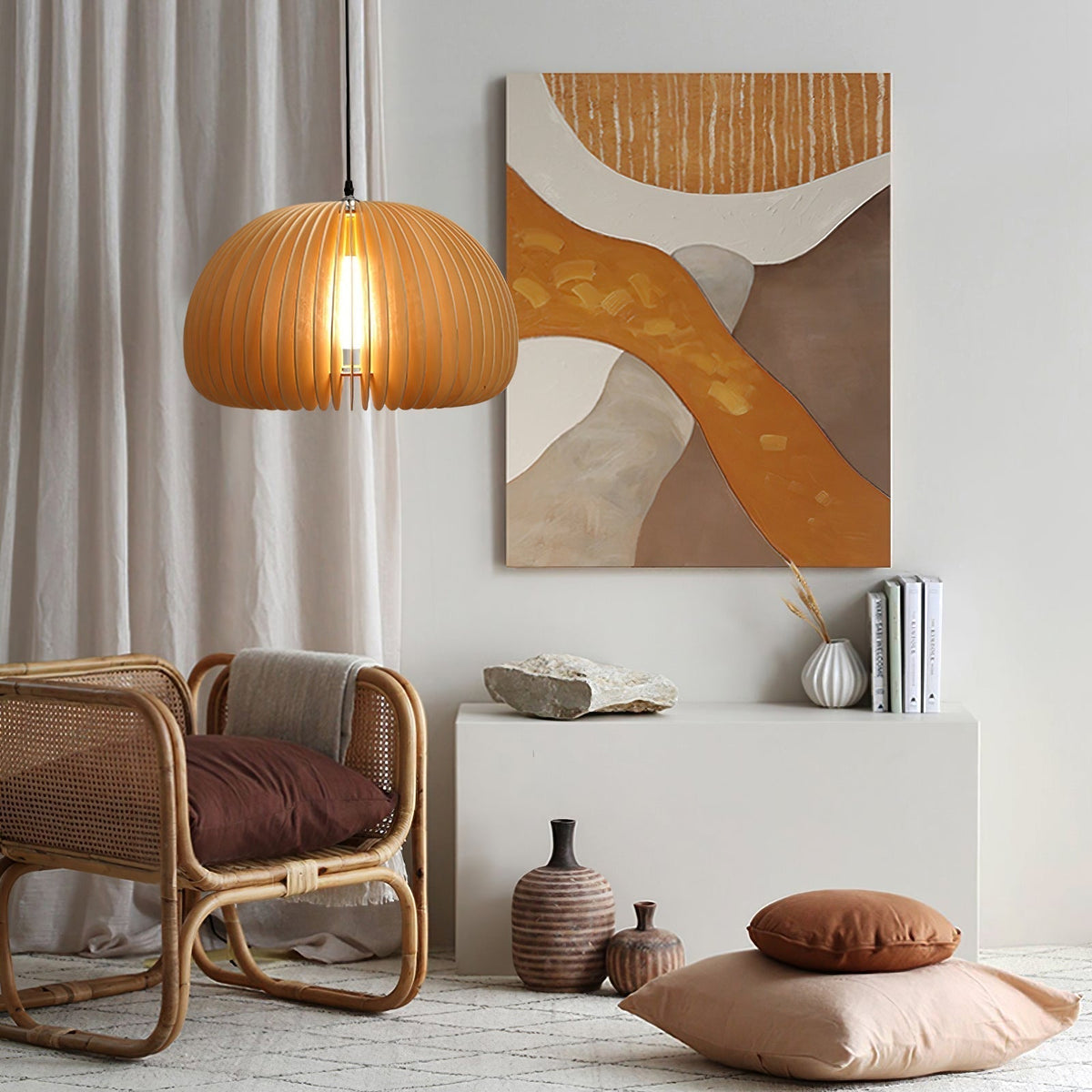 Doren lampada a sospensione legno Cupola a Forma di Zucca Nordica
