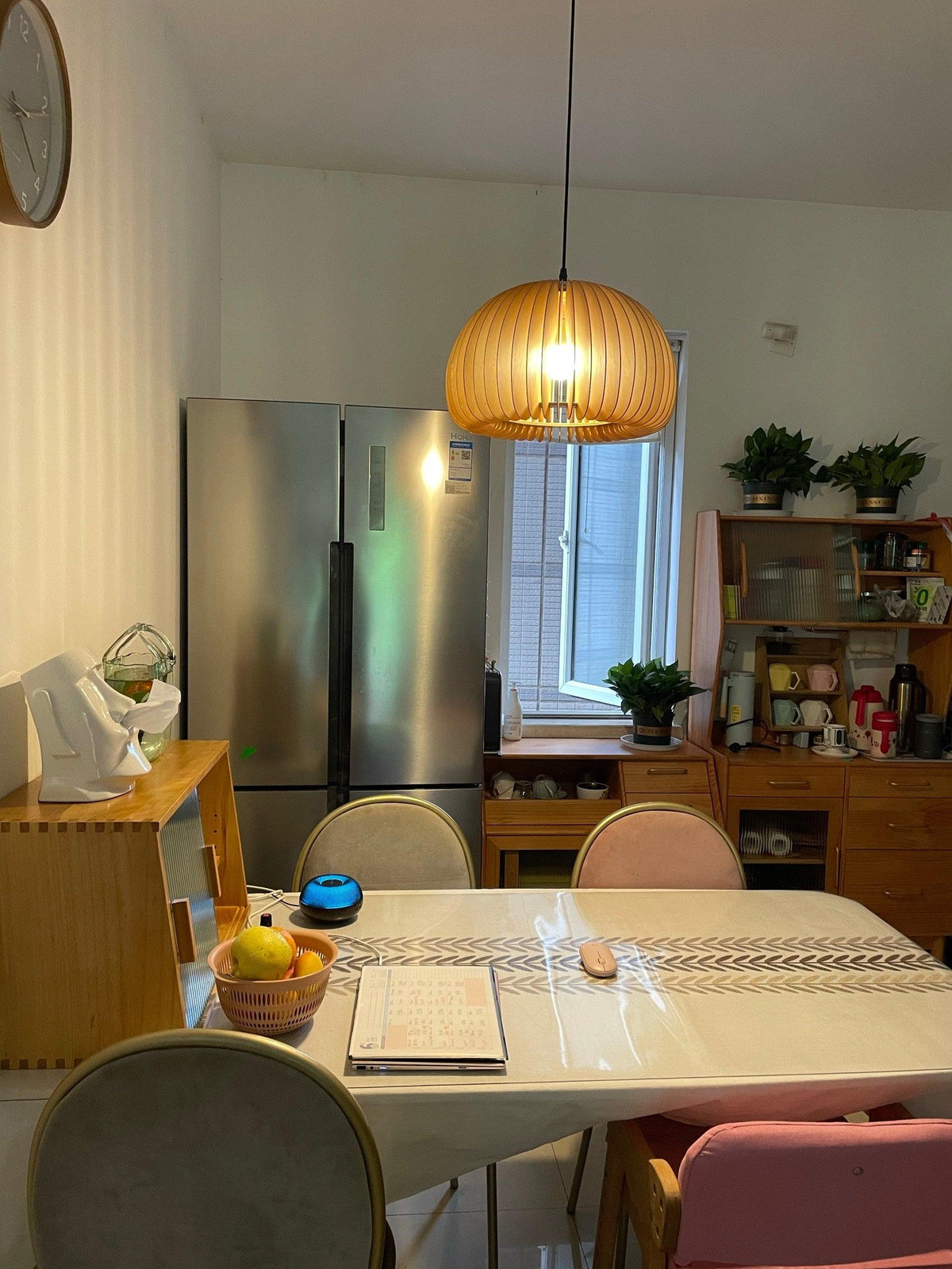 Doren lampada a sospensione legno Cupola a Forma di Zucca Nordica