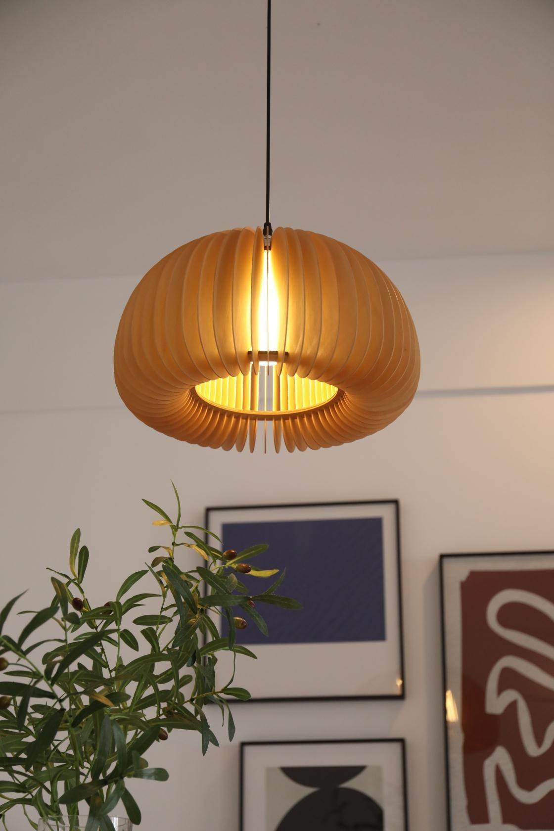 Doren lampada a sospensione legno Cupola a Forma di Zucca Nordica