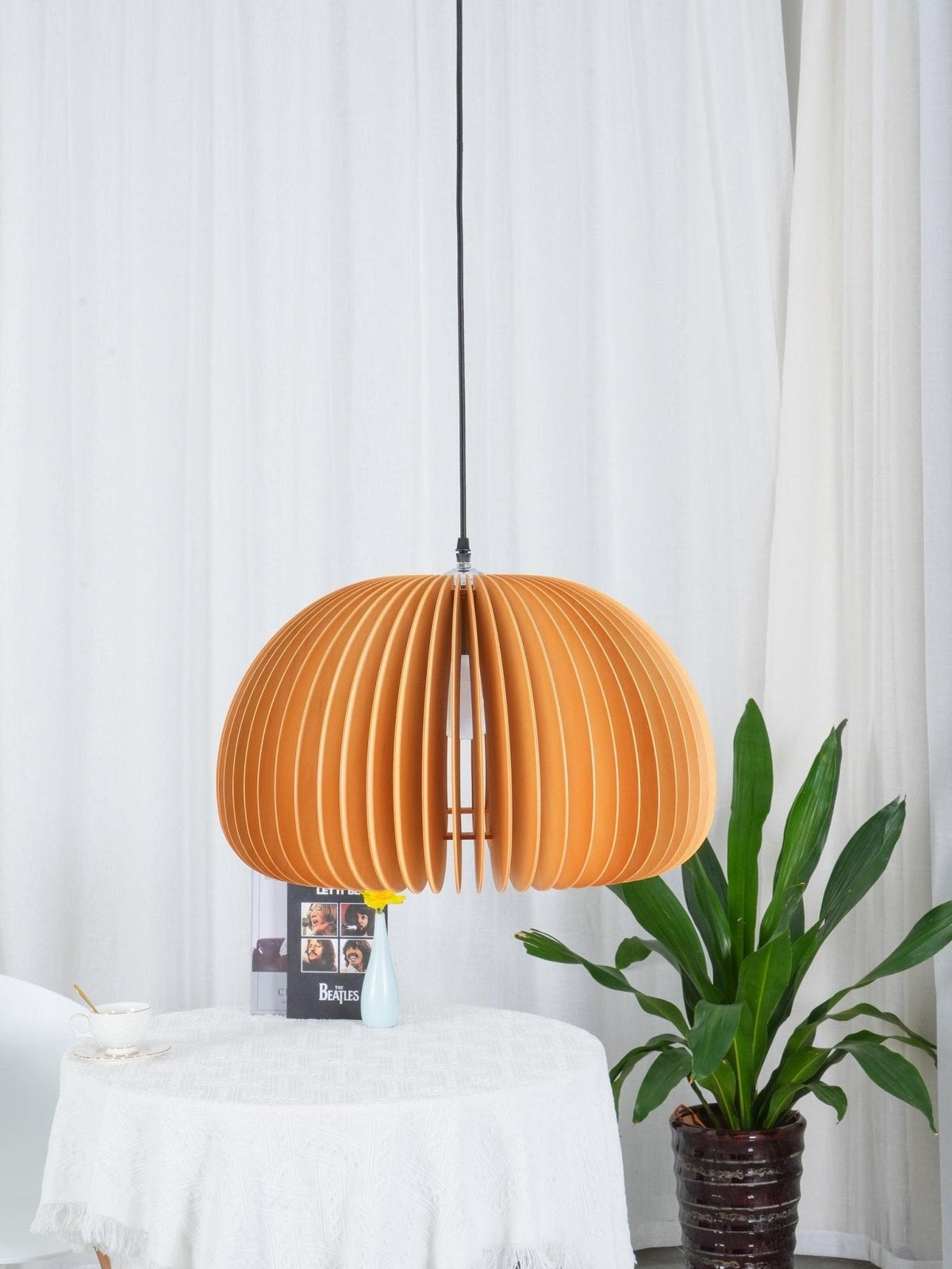 Doren lampada a sospensione legno Cupola a Forma di Zucca Nordica