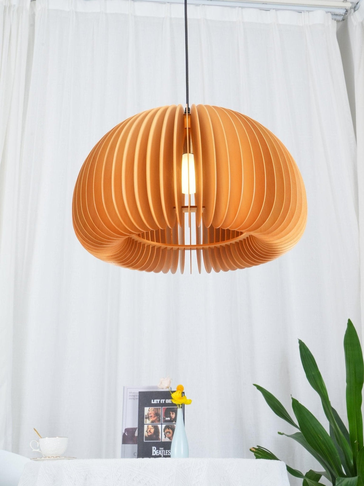 Doren lampada a sospensione legno Cupola a Forma di Zucca Nordica