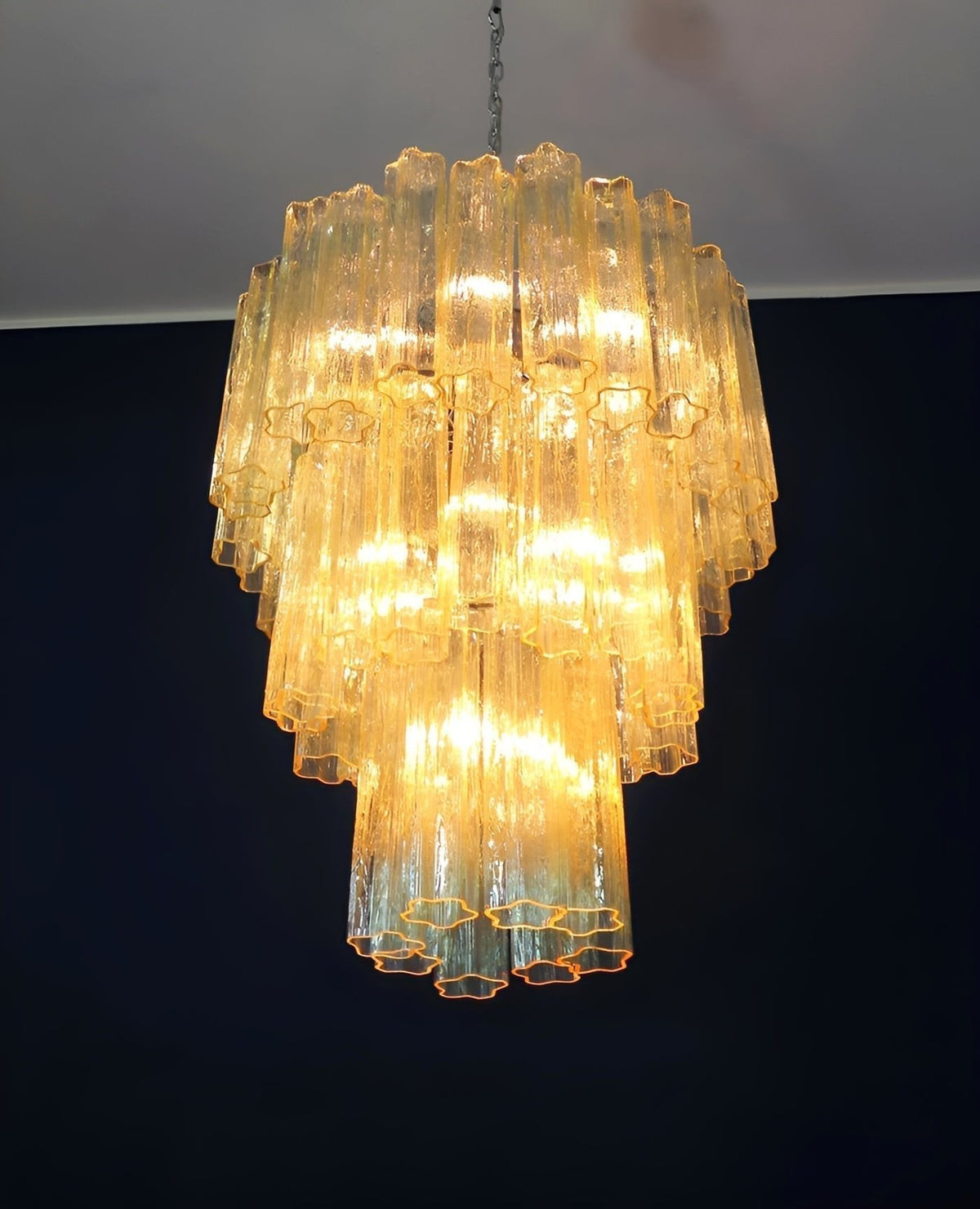 Eireraria lampadario Tubi in vetro Giallo Stratificato Caldo