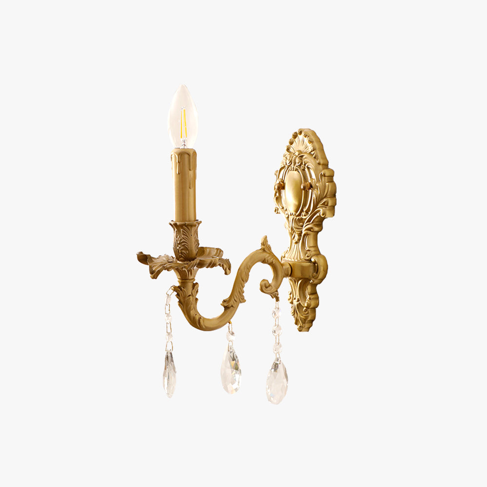 Silva Lampada da Parete LED Vintage di Lusso in Metallo e Cristallo