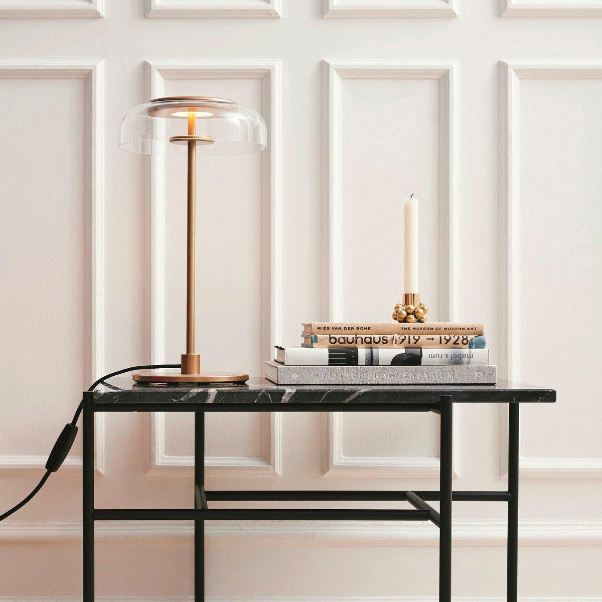 Rinelette lampada da tavolo in vetro Chiaro con Base in legno