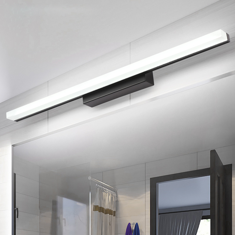 Arisha Minimalista LED Applique Metallo Nero/Cromo Lineare Specchio Vanità Bagno