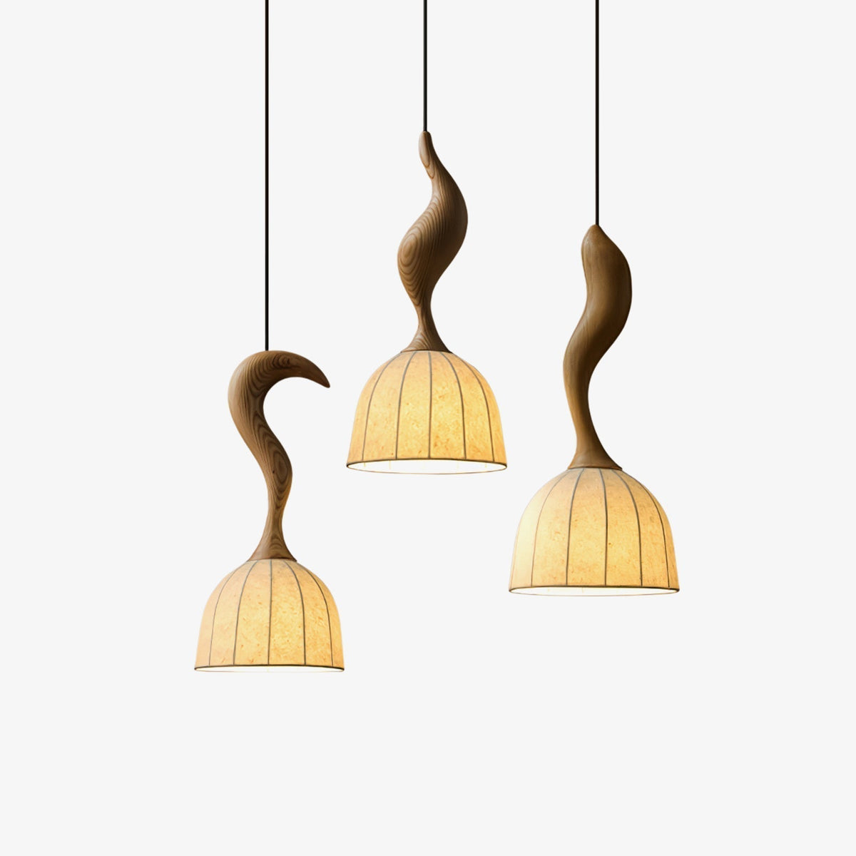 Colire Creativity lampada a sospensione in legno intrecciato