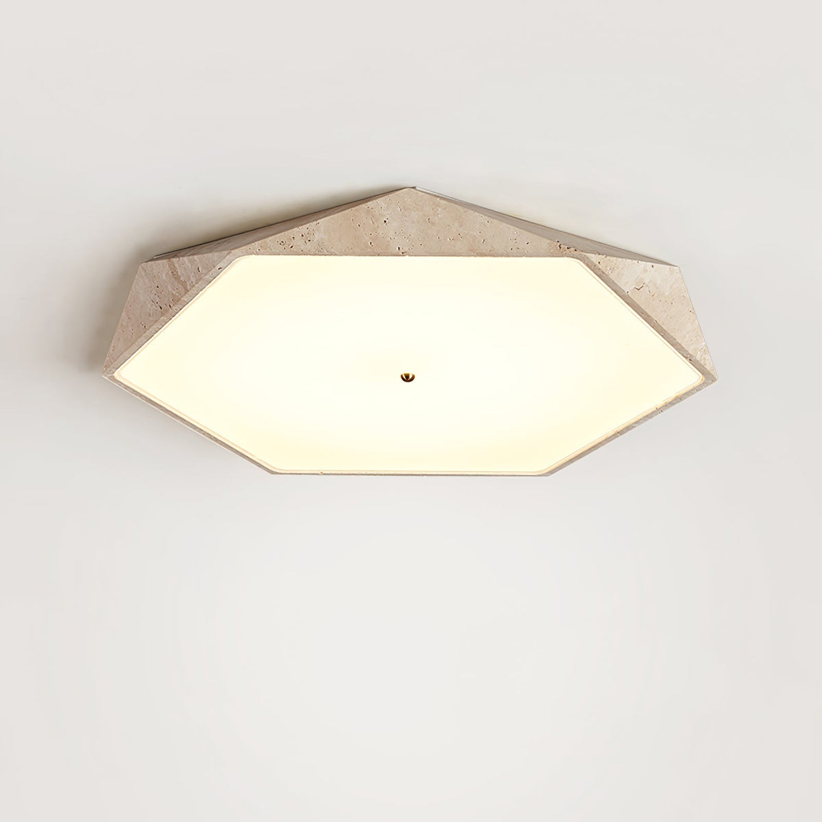 Hexagonal lampada da soffitto in travertino