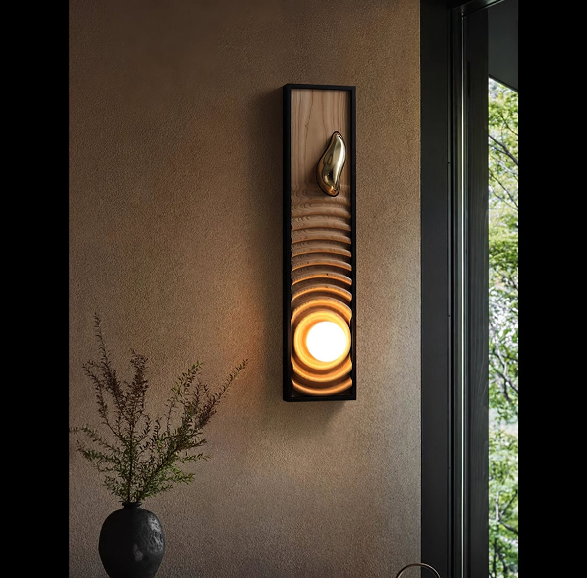 Caleb lampada da parete in legno vintage