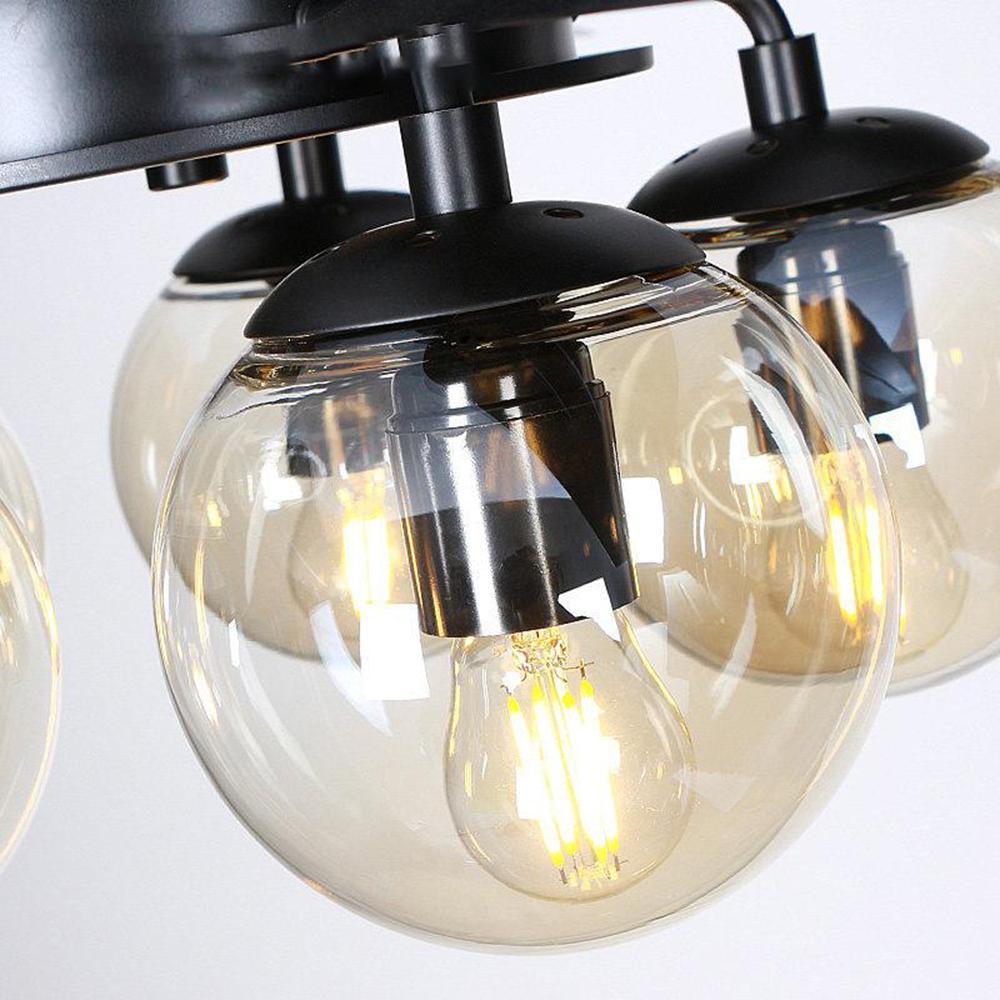 Zazoren Ventilatore da soffitto con luce in vetro nero vintage