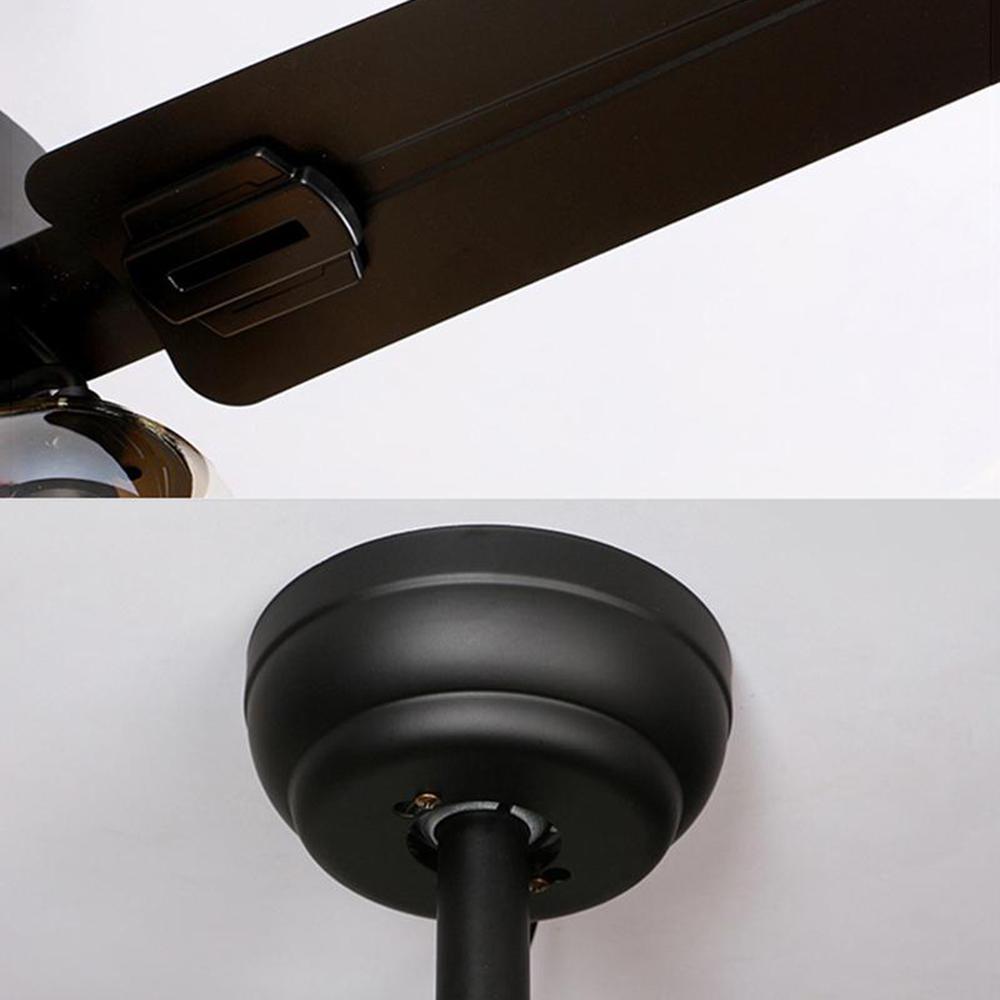 Zazoren Ventilatore da soffitto con luce in vetro nero vintage